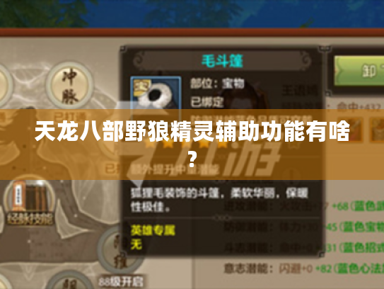 天龙八部野狼精灵辅助功能有啥?