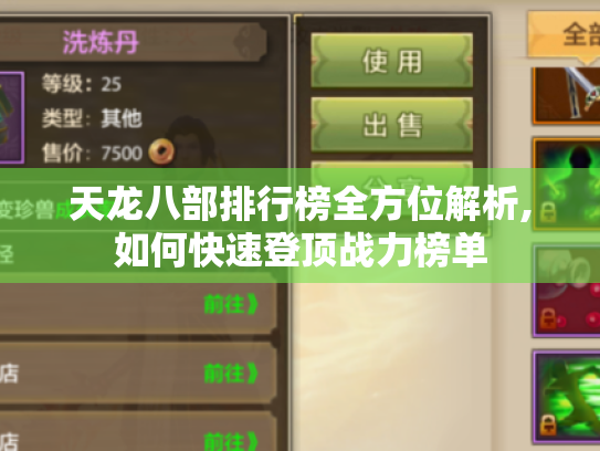 天龙八部排行榜全方位解析,如何快速登顶战力榜单