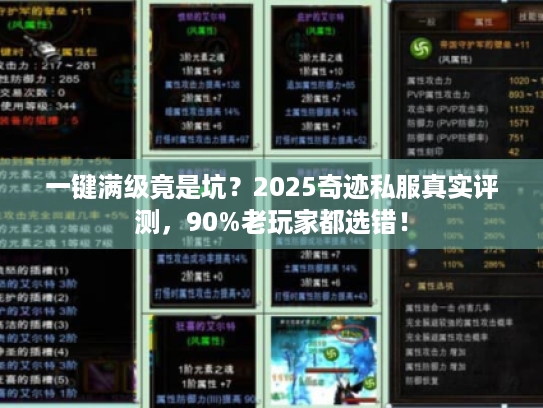 一键满级竟是坑？2025奇迹私服真实评测，90%老玩家都选错！