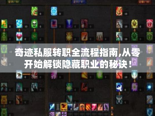 奇迹私服转职全流程指南,从零开始解锁隐藏职业的秘诀！