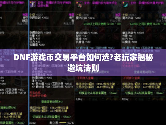 DNF游戏币交易平台如何选?老玩家揭秘避坑法则
