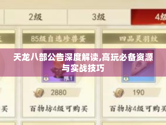 天龙八部公告深度解读,高玩必备资源与实战技巧
