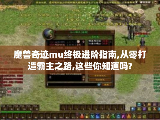 魔兽奇迹mu终极进阶指南,从零打造霸主之路,这些你知道吗?