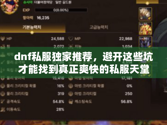 dnf私服独家推荐，避开这些坑才能找到真正爽快的私服天堂