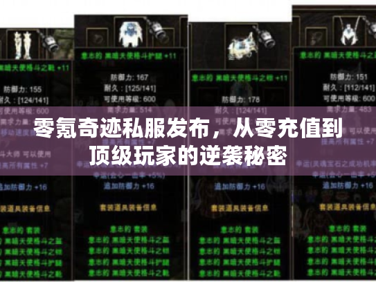 零氪奇迹私服发布，从零充值到顶级玩家的逆袭秘密