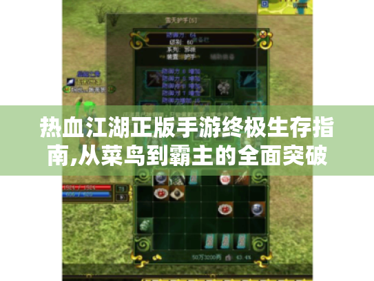 热血江湖正版手游终极生存指南,从菜鸟到霸主的全面突破