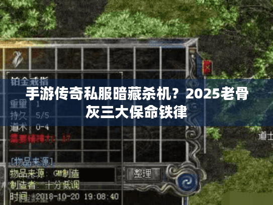 手游传奇私服暗藏杀机？2025老骨灰三大保命铁律