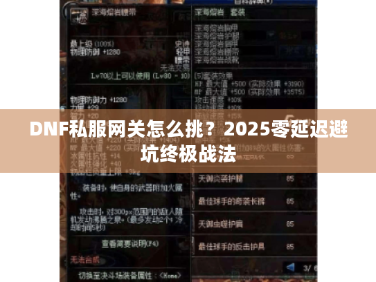 DNF私服网关怎么挑？2025零延迟避坑终极战法