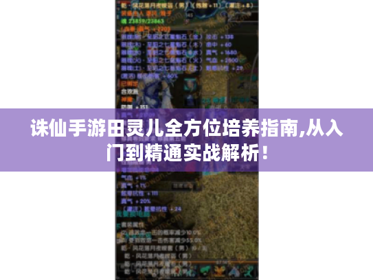诛仙手游田灵儿全方位培养指南,从入门到精通实战解析！