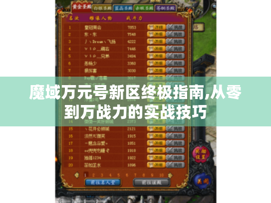 魔域万元号新区终极指南,从零到万战力的实战技巧 魔域万元号新区终极指南,从零到万战力的实战技巧