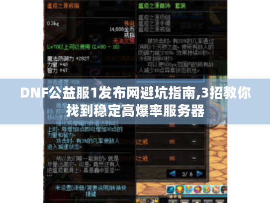 DNF公益服1发布网避坑指南,3招教你找到稳定高爆率服务器