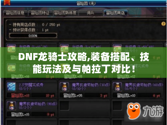DNF龙骑士攻略,装备搭配、技能玩法及与帕拉丁对比！