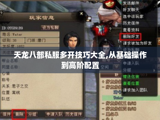 天龙八部私服多开技巧大全,从基础操作到高阶配置