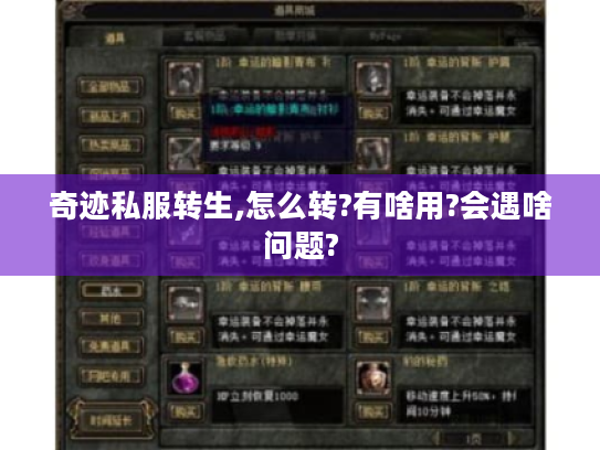 奇迹私服转生,怎么转?有啥用?会遇啥问题?