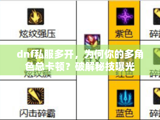 dnf私服多开,为何你的多角色总卡顿?破解秘技曝光 dnf私服多开,为何你的多角色总卡顿?破解秘技曝光