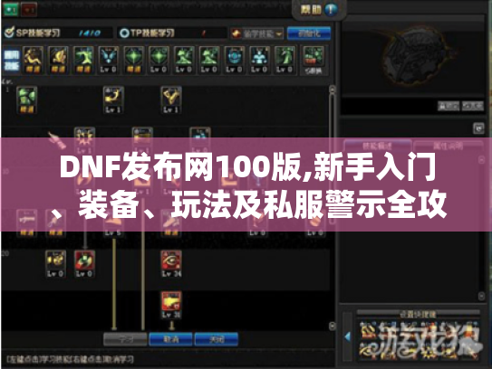 DNF发布网100版,新手入门、装备、玩法及私服警示全攻略！