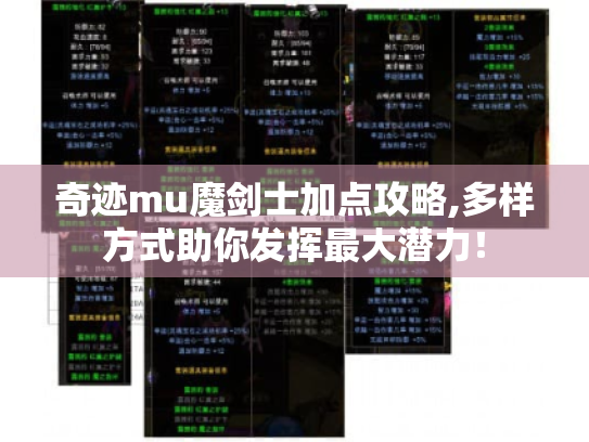 奇迹mu魔剑士加点攻略,多样方式助你发挥最大潜力！