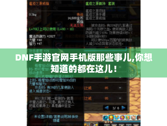 DNF手游官网手机版那些事儿,你想知道的都在这儿！