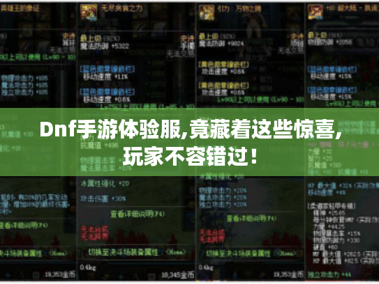 Dnf手游体验服,竟藏着这些惊喜,玩家不容错过! Dnf手游体验服,竟藏着这些惊喜,玩家不容错过!