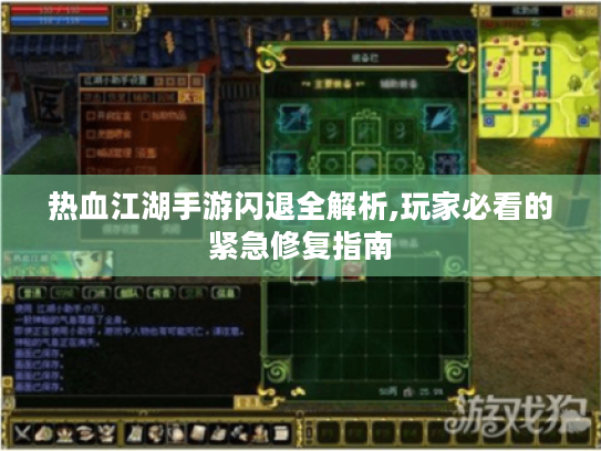 热血江湖手游闪退全解析,玩家必看的紧急修复指南 热血江湖手游闪退全解析,玩家必看的紧急修复指南