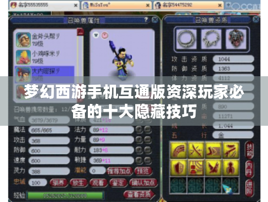 梦幻西游手机互通版资深玩家必备的十大隐藏技巧