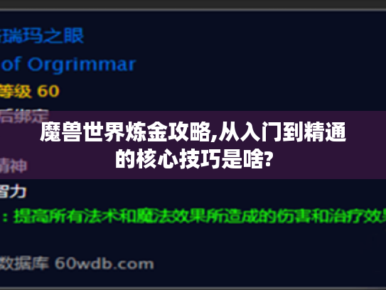 魔兽世界炼金攻略,从入门到精通的核心技巧是啥?