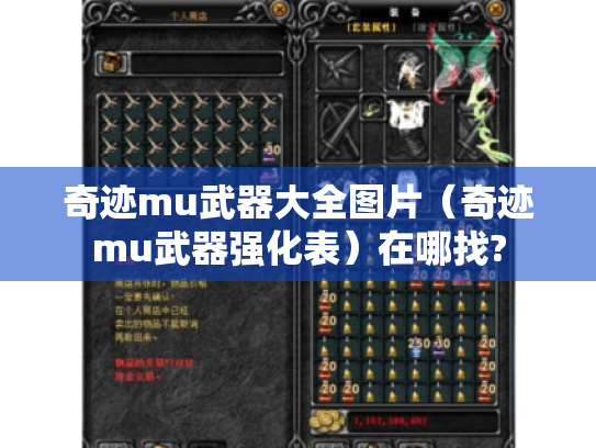 奇迹mu武器大全图片（奇迹mu武器强化表）在哪找?