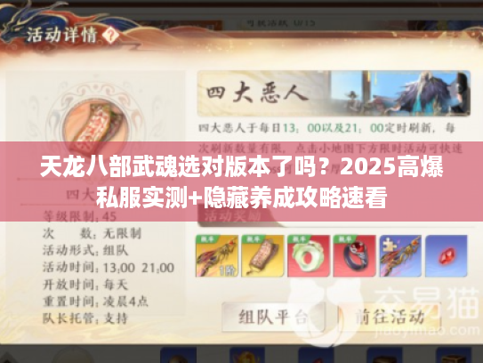 天龙八部武魂选对版本了吗？2025高爆私服实测+隐藏养成攻略速看