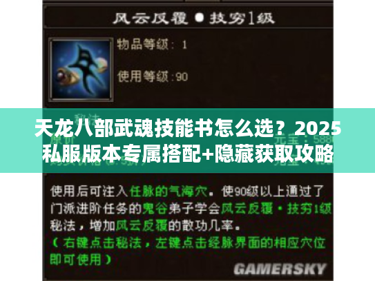 天龙八部武魂技能书怎么选？2025私服版本专属搭配+隐藏获取攻略