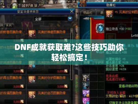 DNF成就获取难?这些技巧助你轻松搞定! DNF成就获取难?这些技巧助你轻松搞定!