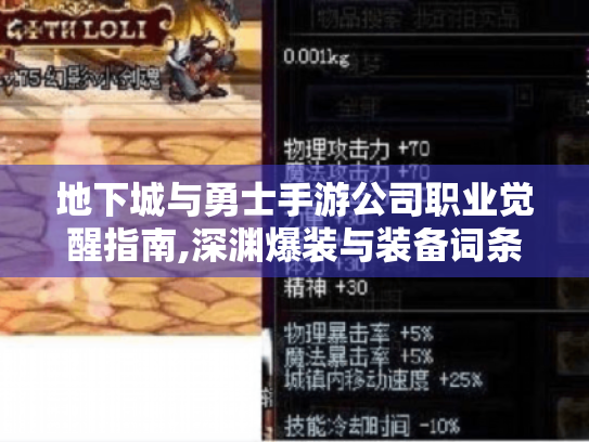 地下城与勇士手游公司职业觉醒指南,深渊爆装与装备词条实战手册