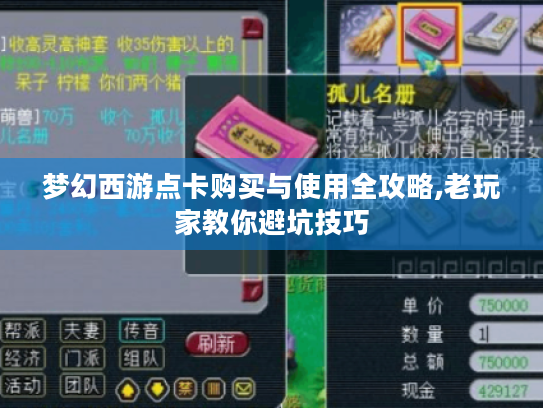 梦幻西游点卡购买与使用全攻略,老玩家教你避坑技巧