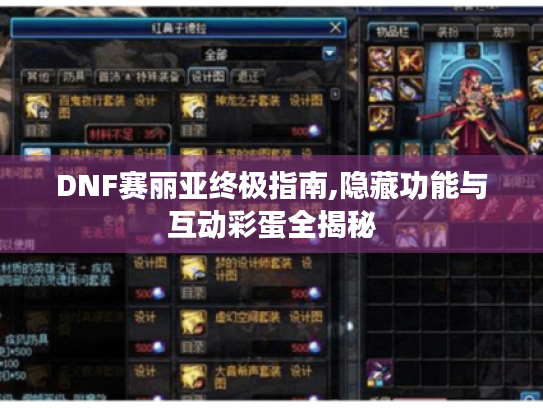 DNF赛丽亚终极指南,隐藏功能与互动彩蛋全揭秘