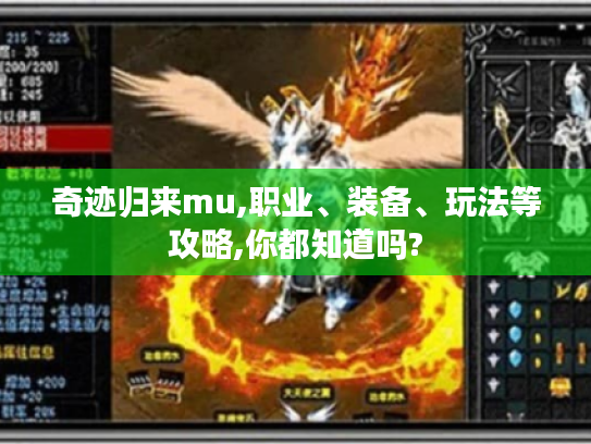 奇迹归来mu,职业、装备、玩法等攻略,你都知道吗?