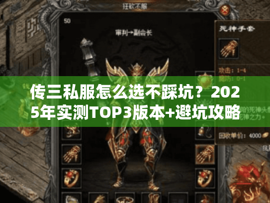 传三私服怎么选不踩坑？2025年实测TOP3版本+避坑攻略全揭秘