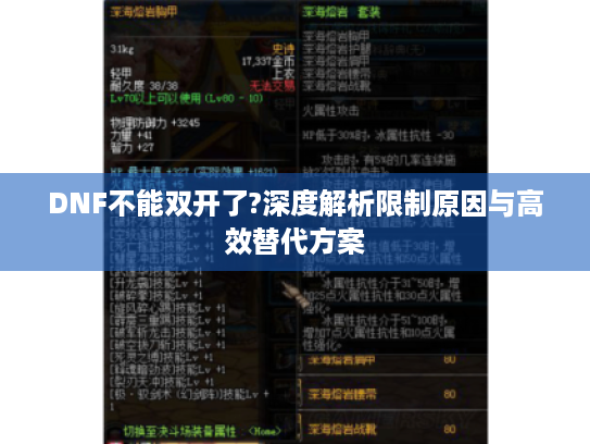 DNF不能双开了?深度解析限制原因与高效替代方案 DNF不能双开了?深度解析限制原因与高效替代方案