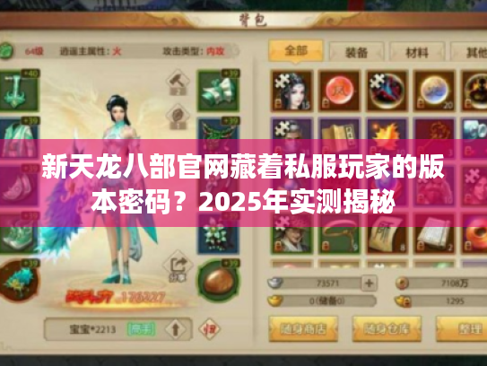 新天龙八部官网藏着私服玩家的版本密码？2025年实测揭秘