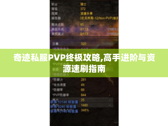 奇迹私服PVP终极攻略,高手进阶与资源速刷指南 奇迹私服PVP终极攻略,高手进阶与资源速刷指南