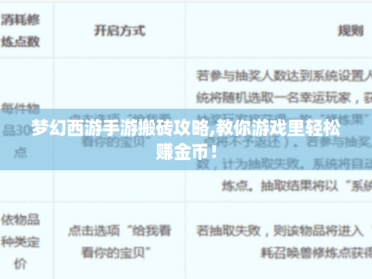 梦幻西游手游搬砖攻略,教你游戏里轻松赚金币！