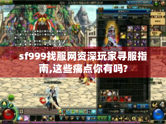 sf999找服网资深玩家寻服指南,这些痛点你有吗?