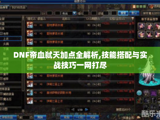 DNF帝血弑天加点全解析,技能搭配与实战技巧一网打尽