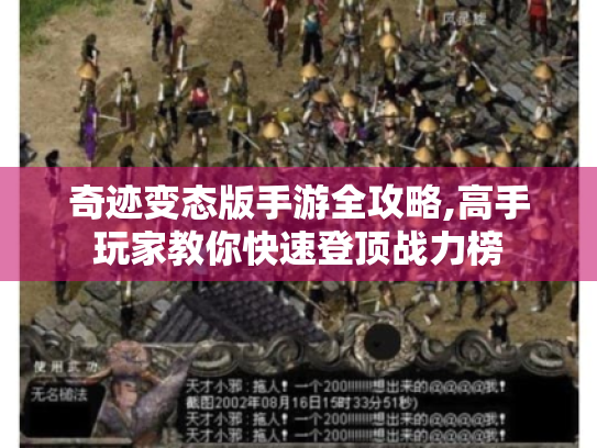 奇迹变态版手游全攻略,高手玩家教你快速登顶战力榜