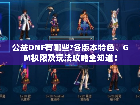 公益DNF有哪些?各版本特色、GM权限及玩法攻略全知道！