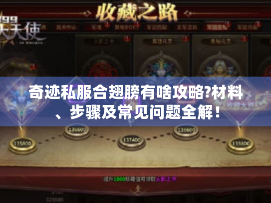 奇迹私服合翅膀有啥攻略?材料、步骤及常见问题全解！