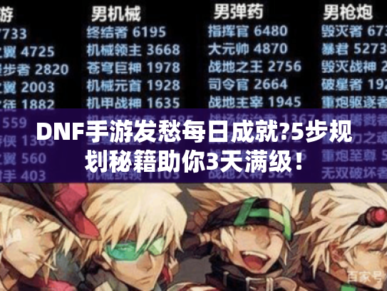 DNF手游发愁每日成就?5步规划秘籍助你3天满级! DNF手游发愁每日成就?5步规划秘籍助你3天满级!
