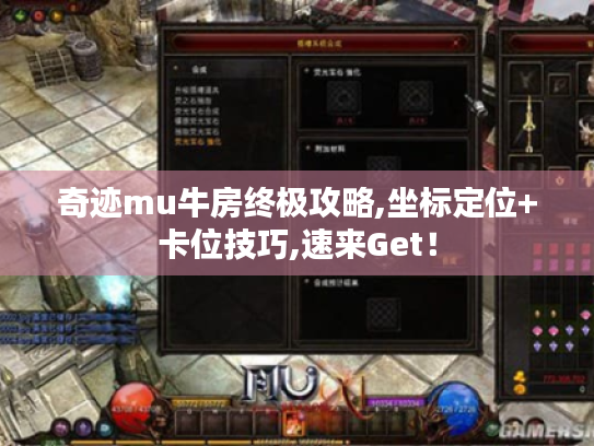 奇迹mu牛房终极攻略,坐标定位+卡位技巧,速来Get！