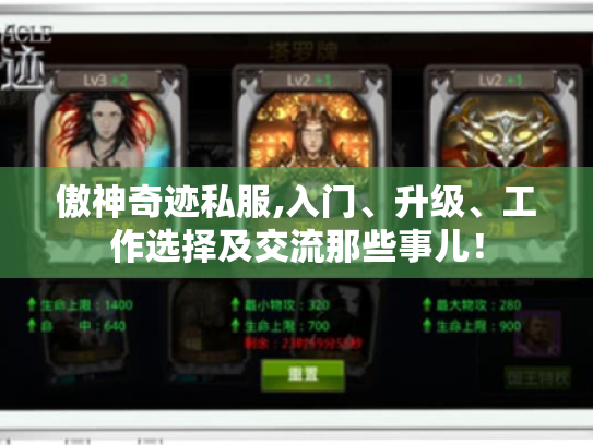 傲神奇迹私服,入门、升级、工作选择及交流那些事儿！