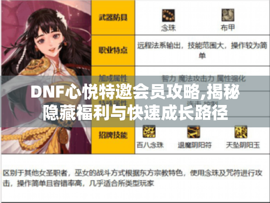 DNF心悦特邀会员攻略,揭秘隐藏福利与快速成长路径