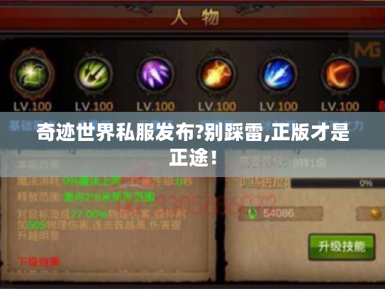 奇迹世界私服发布?别踩雷,正版才是正途！