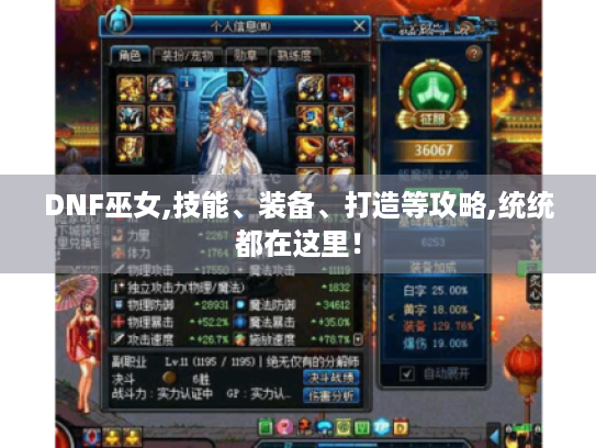 DNF巫女,技能、装备、打造等攻略,统统都在这里！